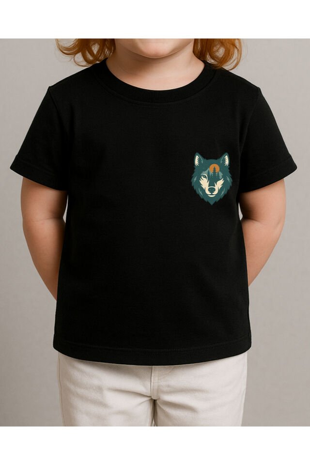 Tişört Unisex Çocuk (Kurt) Kiz Si̇yah - 4-5 Yaş