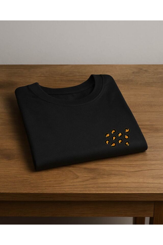 Tişört Unisex (Leopar Desen) Kadin Si̇yah - L