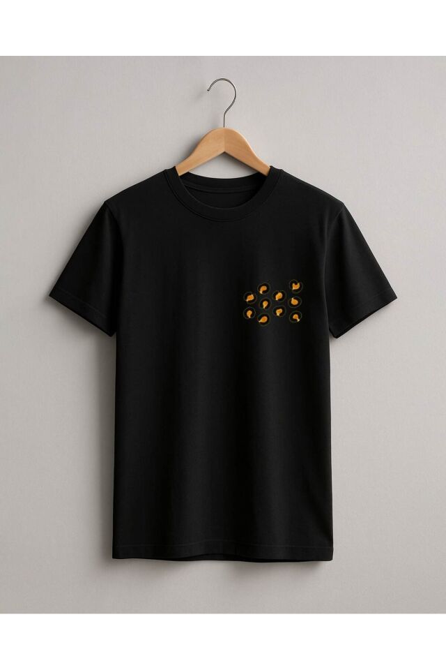 Tişört Unisex (Leopar Desen) Kadin Si̇yah - M
