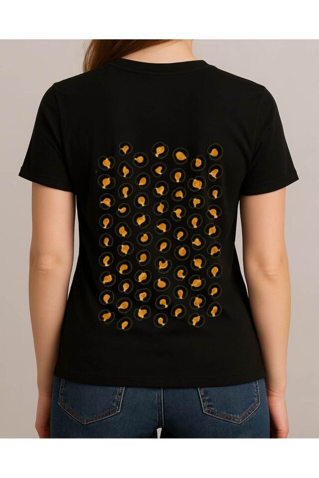 Tişört Unisex (Leopar Desen) Kadin Si̇yah - 10-11 Yaş