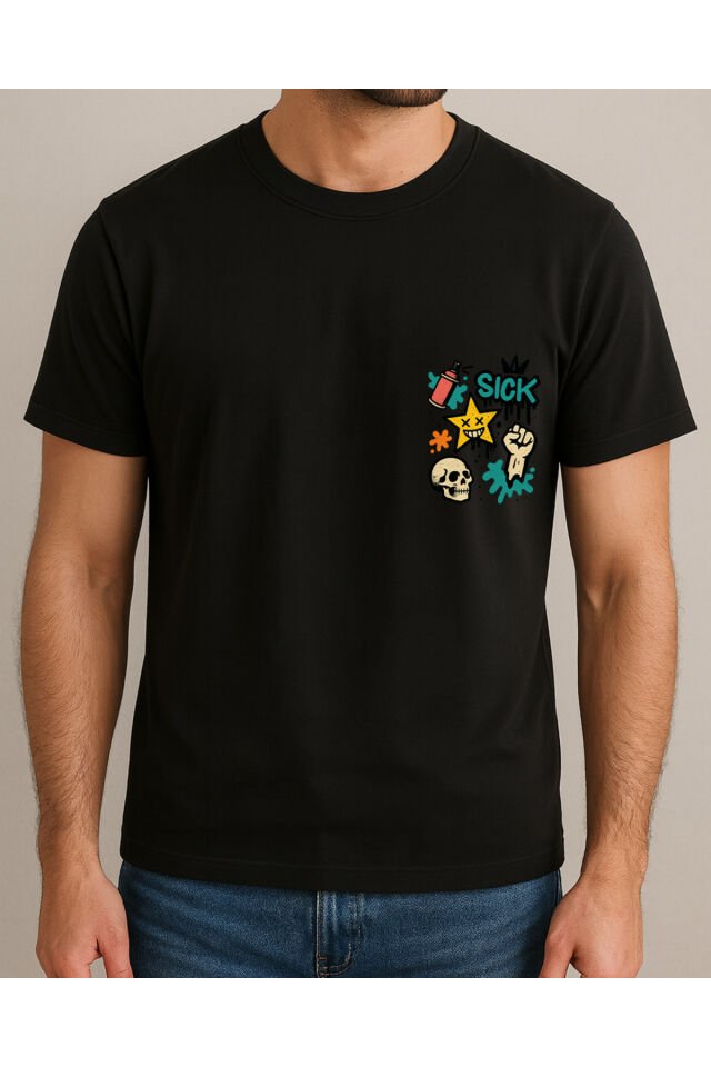 Tişört Unisex (Kurukafa) Erkek Si̇yah - 2XL