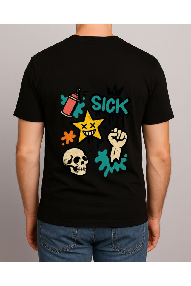 Tişört Unisex (Kurukafa) Erkek Si̇yah - L