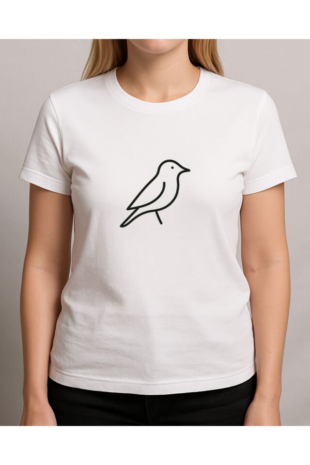 Tişört Unisex (Kuş) Kadin Beyaz 2 - XL