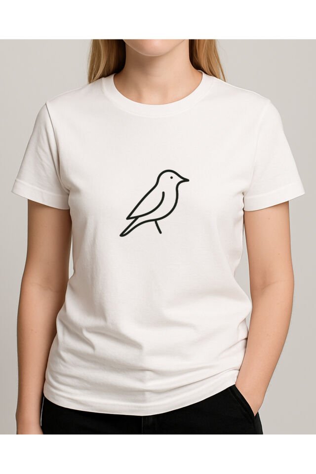 Tişört Unisex (Kuş) Kadin Beyaz 2 - XL