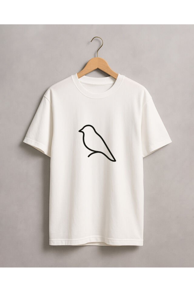 Tişört Unisex (Kuş) Kadin Beyaz - 2XL