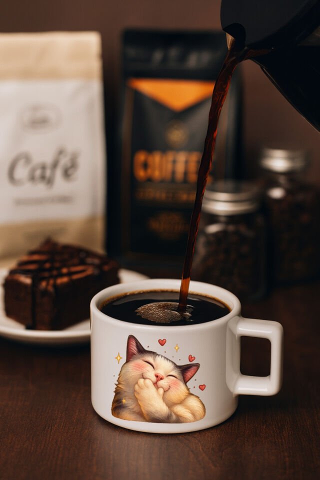 Kahve Bardağı PATİ EL Utanan Kedi̇