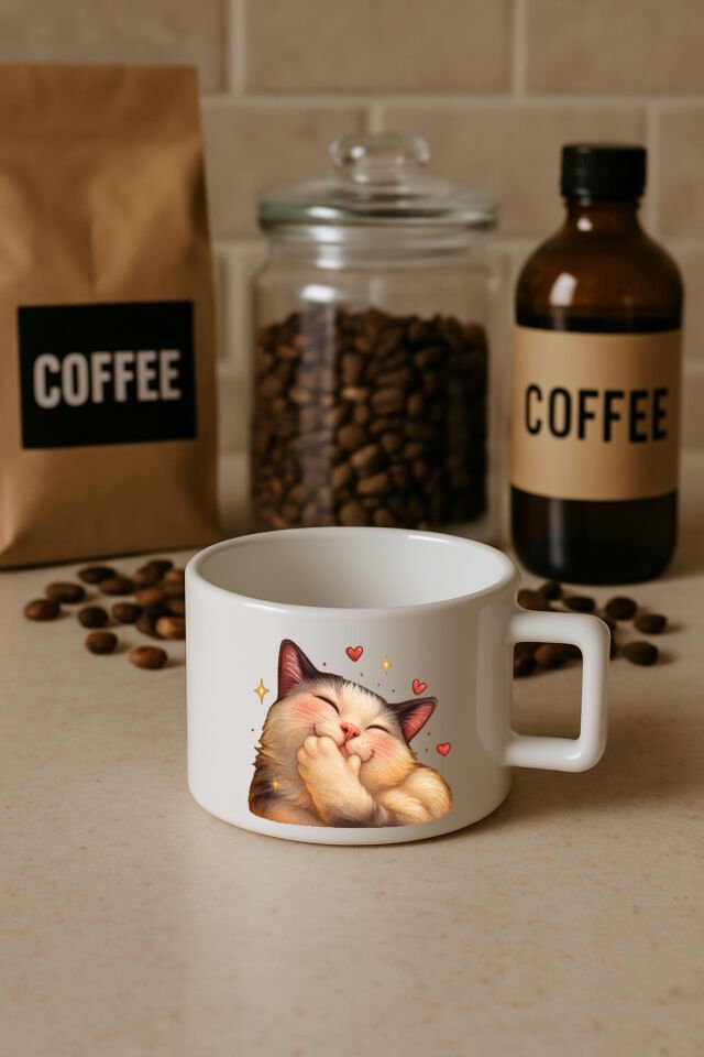 Kahve Bardağı PATİ EL Utanan Kedi̇