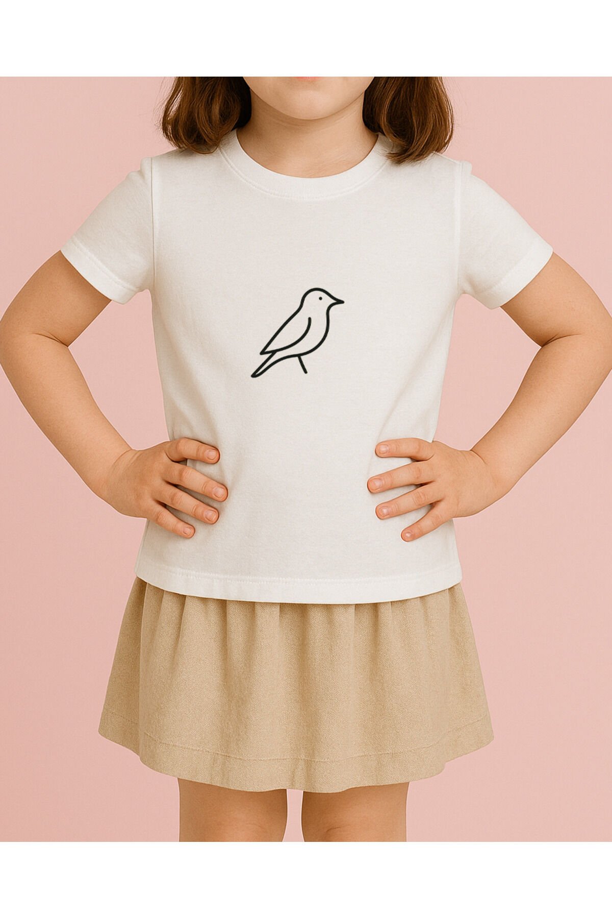 Tişört Unisex Çocuk (Kuş) Kiz Beyaz 2 - 4-5 Yaş