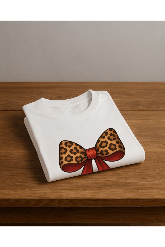 Tişört Unisex (Leopar Kurdele) Kadin Beyaz - M