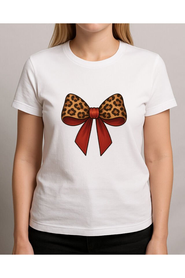 Tişört Unisex (Leopar Kurdele) Kadin Beyaz - 2XL