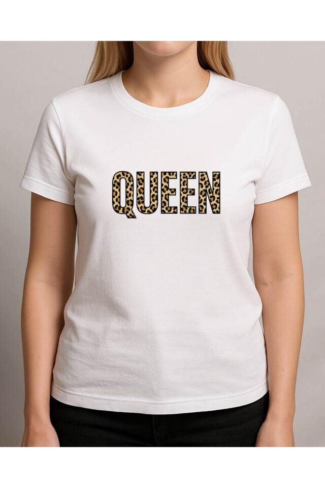 Tişört Unisex (Leopar Queen) Kadin Beyaz - XL