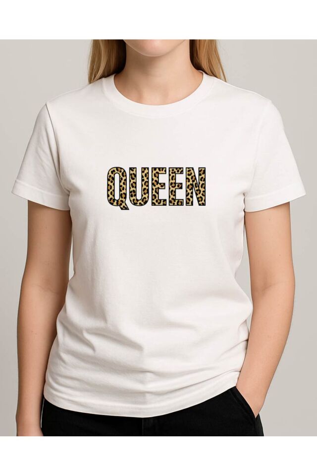 Tişört Unisex (Leopar Queen) Kadin Beyaz - 2XL