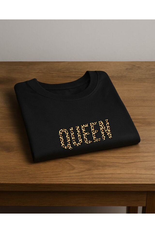 Tişört Unisex (Leopar Queen) Kadin Si̇yah - L
