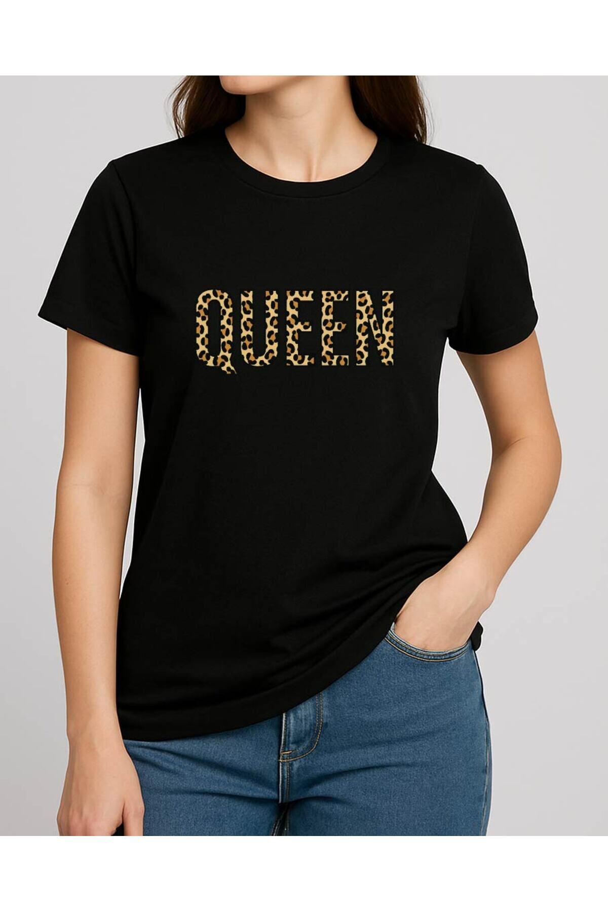 Tişört Unisex (Leopar Queen) Kadin Si̇yah - XL
