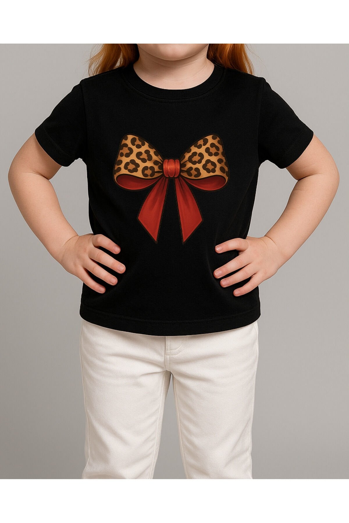 Tişört Unisex Çocuk (Leopar Kurdele) Kiz Si̇yah - XL