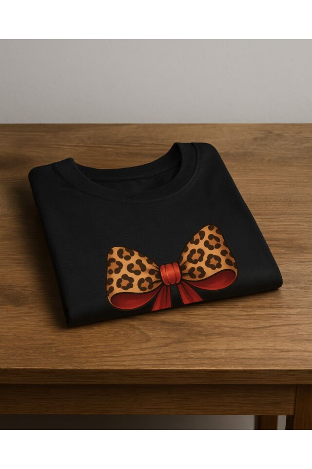 Tişört Unisex Çocuk (Leopar Kurdele) Kiz Si̇yah - 2XL