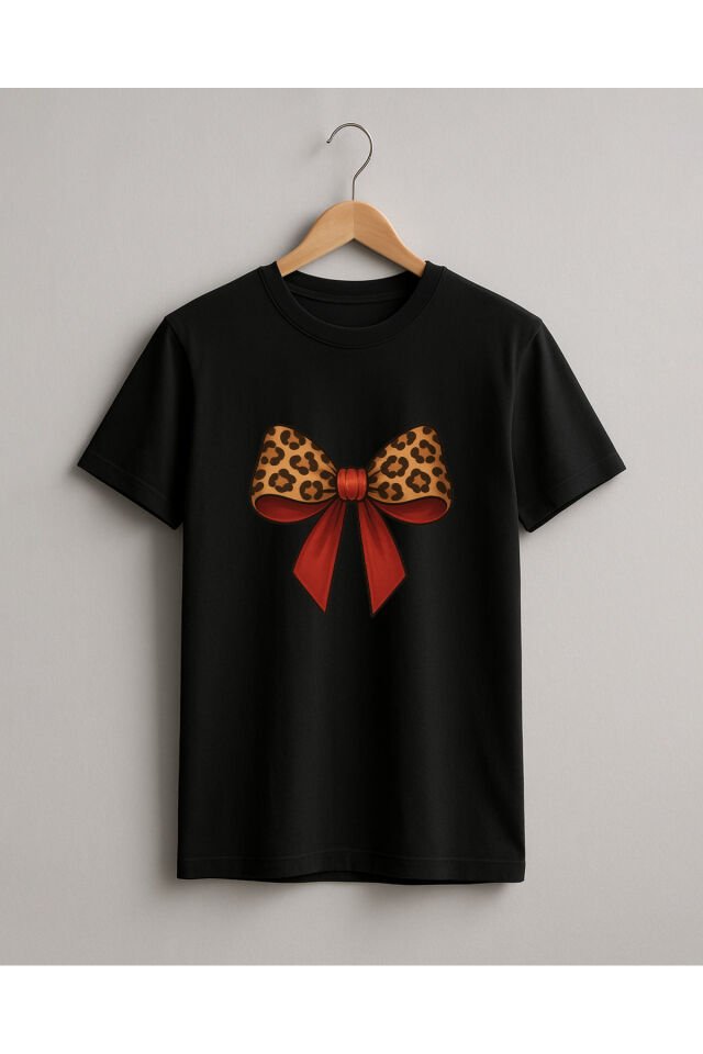 Tişört Unisex Çocuk (Leopar Kurdele) Kiz Si̇yah - 2XL