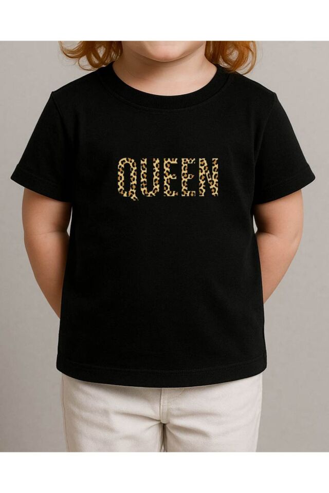 Tişört Unisex Çocuk (Leopar Queen) Kiz Si̇yah - 4-5 Yaş