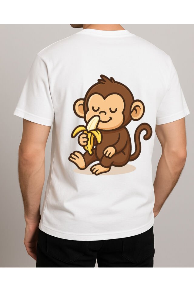 Tişört Unisex (Maymun) Erkek Beyaz - 2XL