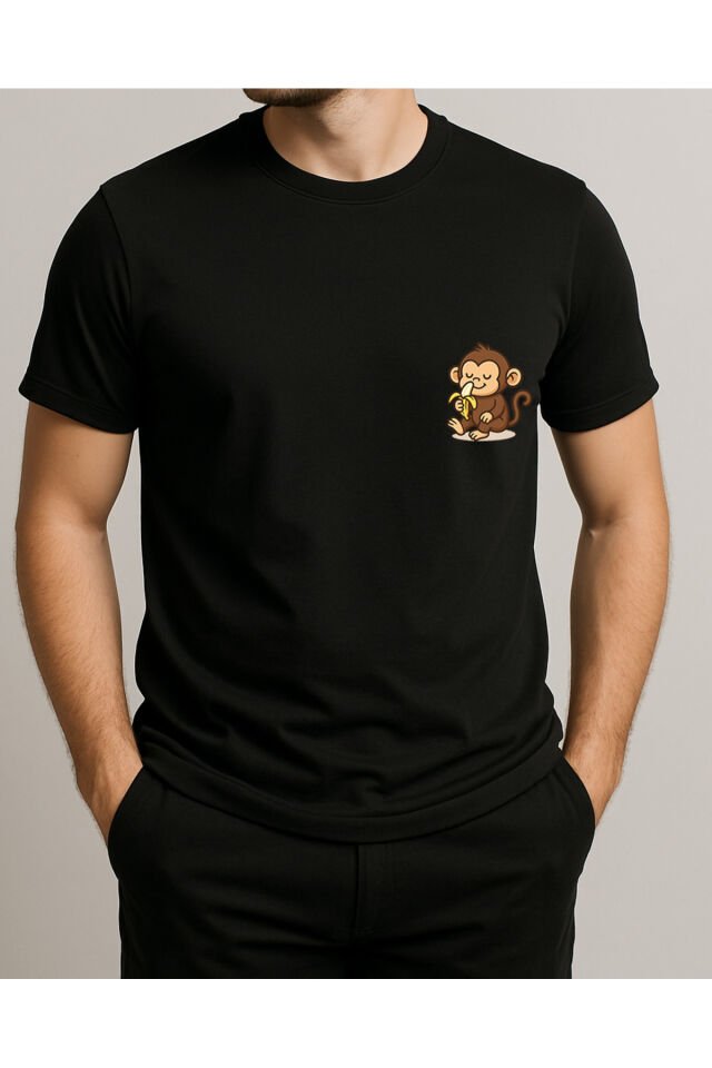 Tişört Unisex (Maymun) Erkek Si̇yah - S