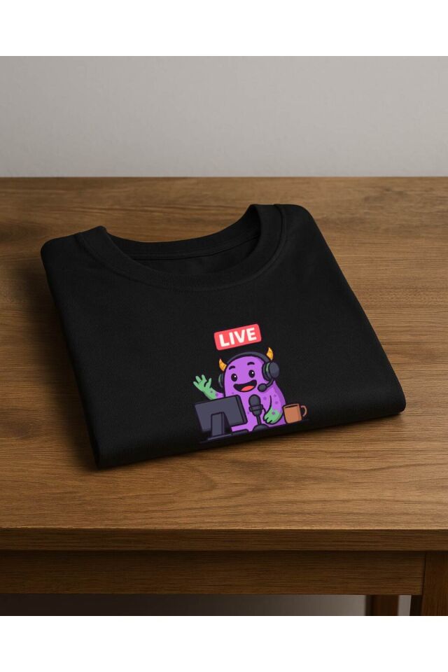 Tişört Unisex (Live Mor Yaratık) Kadin Si̇yah - 4-5 Yaş