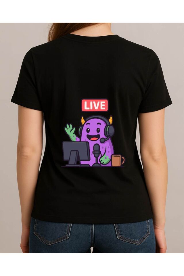 Tişört Unisex (Live Mor Yaratık) Kadin Si̇yah - 10-11 Yaş
