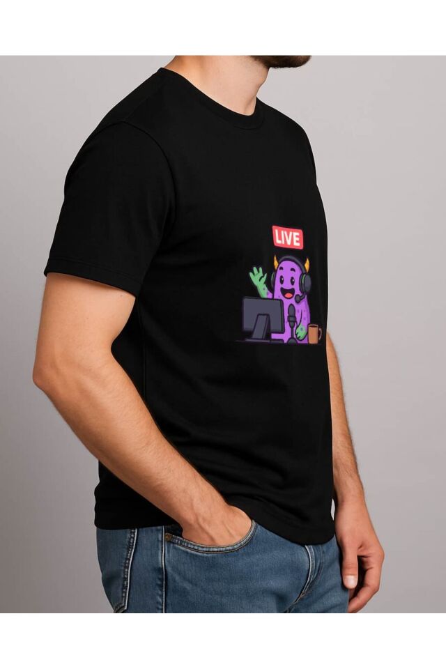 Tişört Unisex (Live Mor Yaratık) Erkek Si̇yah - 2XL