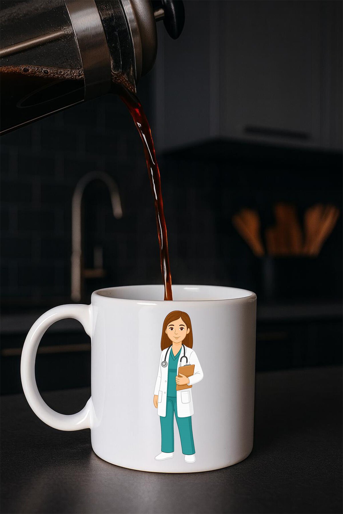 Meslek Baskılı Kupa Kadın Doktor
