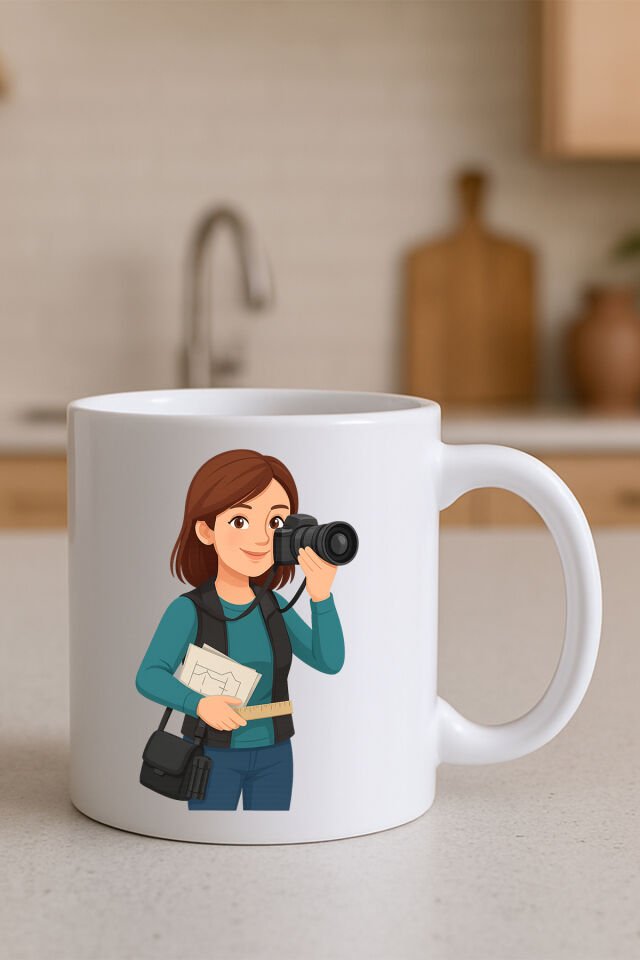 Meslek Baskılı Kupa Kadın Fotoğrafçi