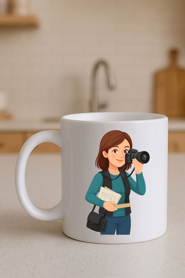 Meslek Baskılı Kupa Kadın Fotoğrafçi