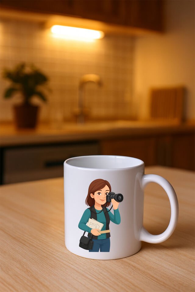 Meslek Baskılı Kupa Kadın Fotoğrafçi