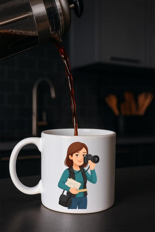 Meslek Baskılı Kupa Kadın Fotoğrafçi