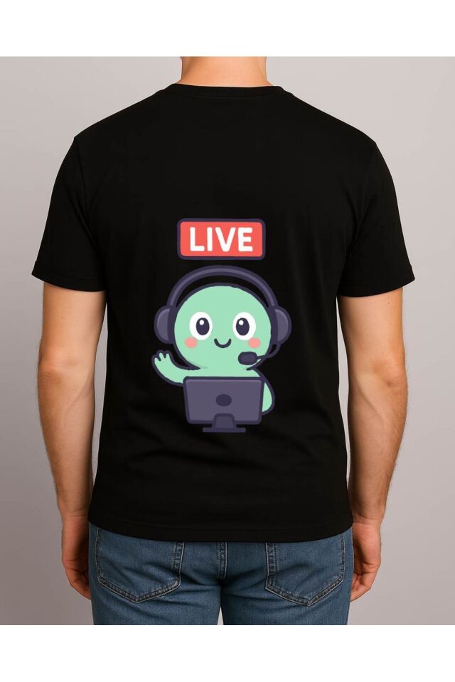Tişört Unisex (Live Yeşil Yaratık) Erkek Si̇yah - XL