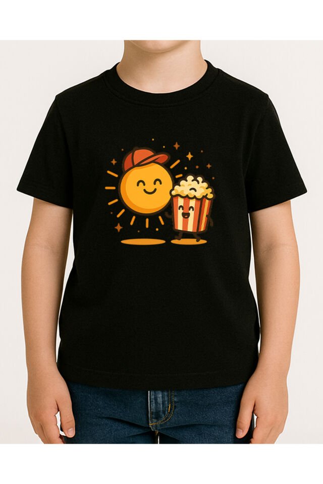 Tişört Unisex Çocuk (Mısır Güneş) Erkek Si̇yah - 4-5 Yaş