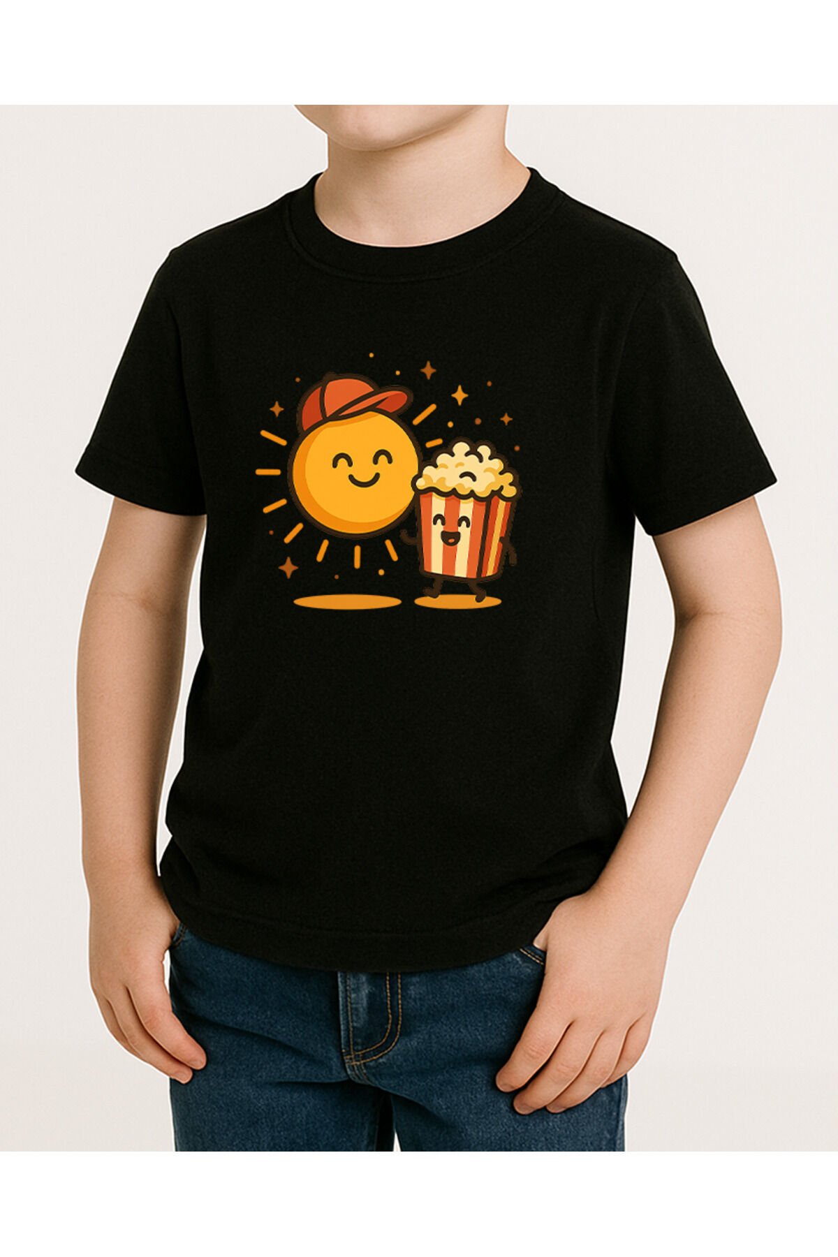 Tişört Unisex Çocuk (Mısır Güneş) Erkek Si̇yah - 4-5 Yaş