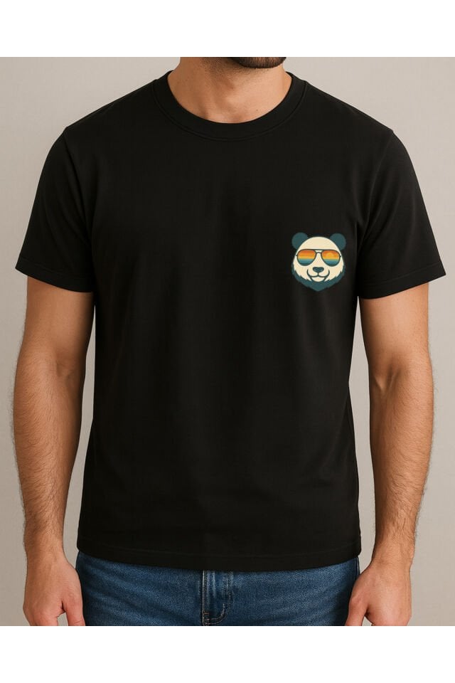 Tişört Unisex (Panda) Erkek Si̇yah - 2XL