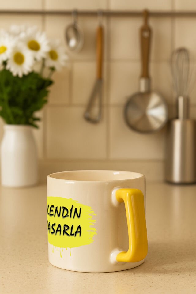 Kendin tasarla bardak - Kişiye özel bardak Sarı2