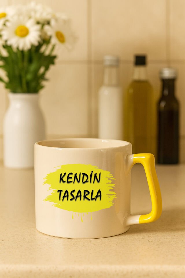 Kendin tasarla bardak - Kişiye özel bardak Sarı2