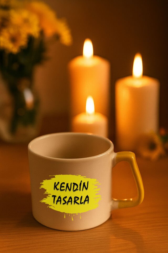 Kendin tasarla bardak - Kişiye özel bardak Sarı2
