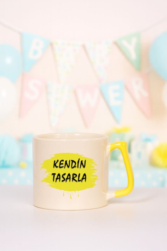 Kendin tasarla bardak - Kişiye özel bardak Sarı2