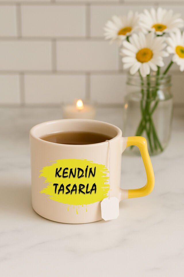 Kendin tasarla bardak - Kişiye özel bardak Sarı2