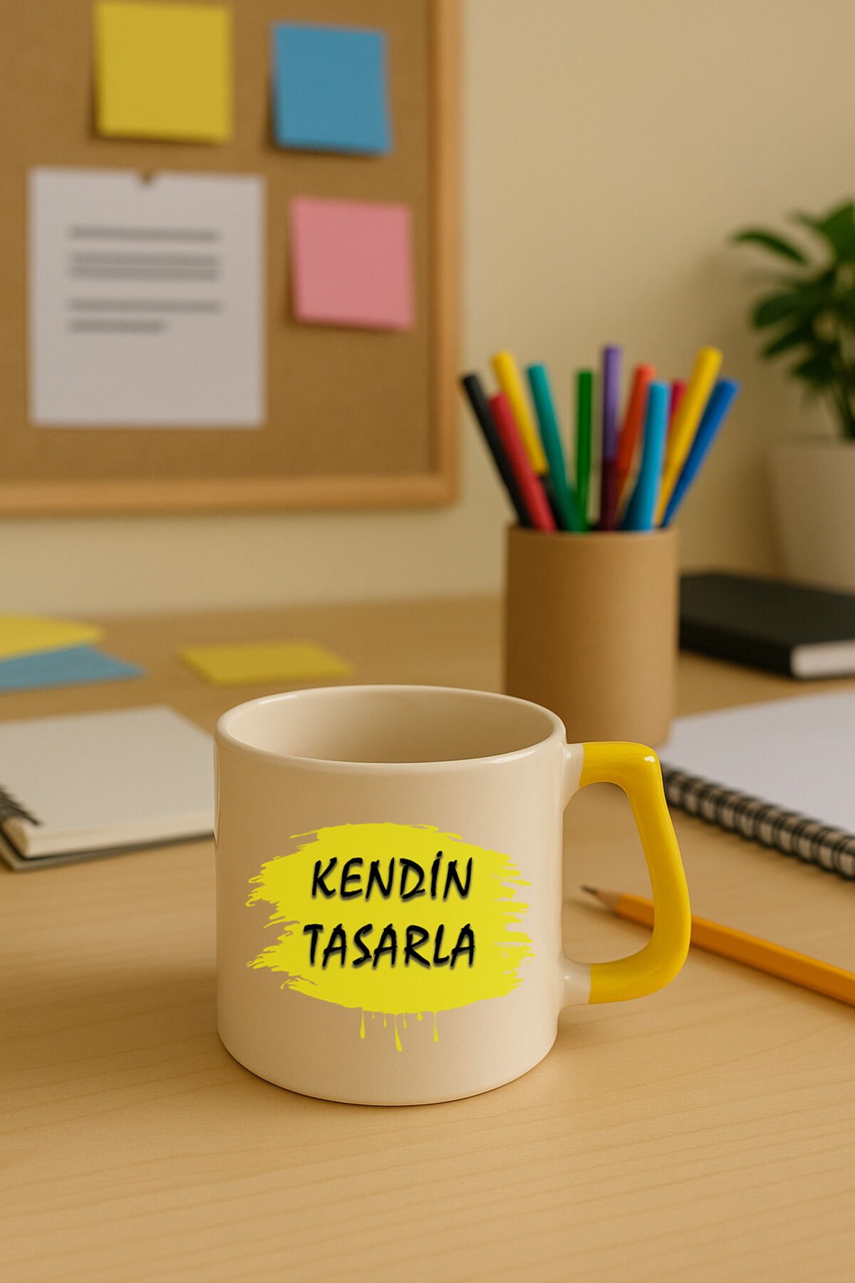 Kendin tasarla bardak - Kişiye özel bardak Sarı2