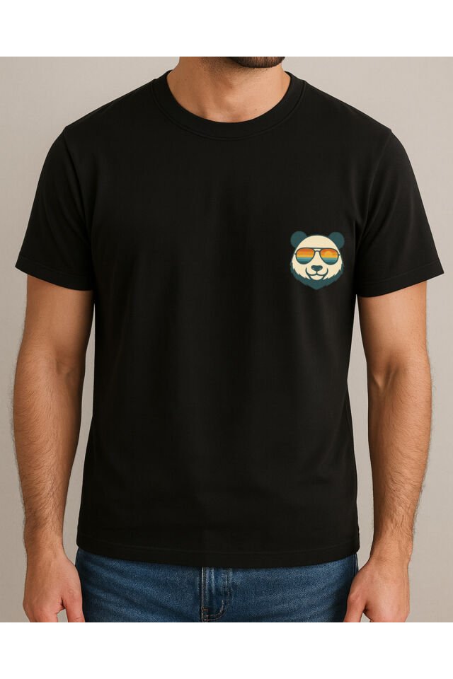 Tişört Unisex (Panda) Erkek Si̇yah - L