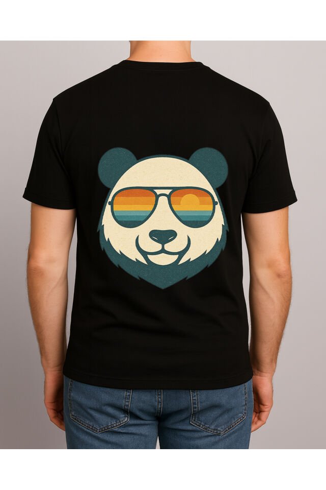 Tişört Unisex (Panda) Erkek Si̇yah - L