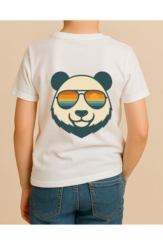 Tişört Unisex Çocuk (Panda) Erkek Beyaz - 10-11 Yaş