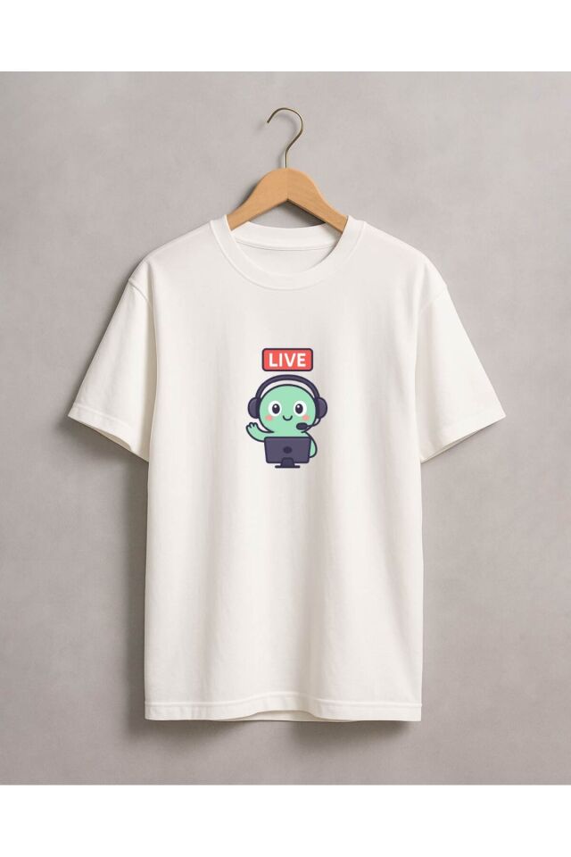 Tişört Unisex Çocuk (Live Yeşil Yaratık) Erkek Beyaz - 4-5 Yaş
