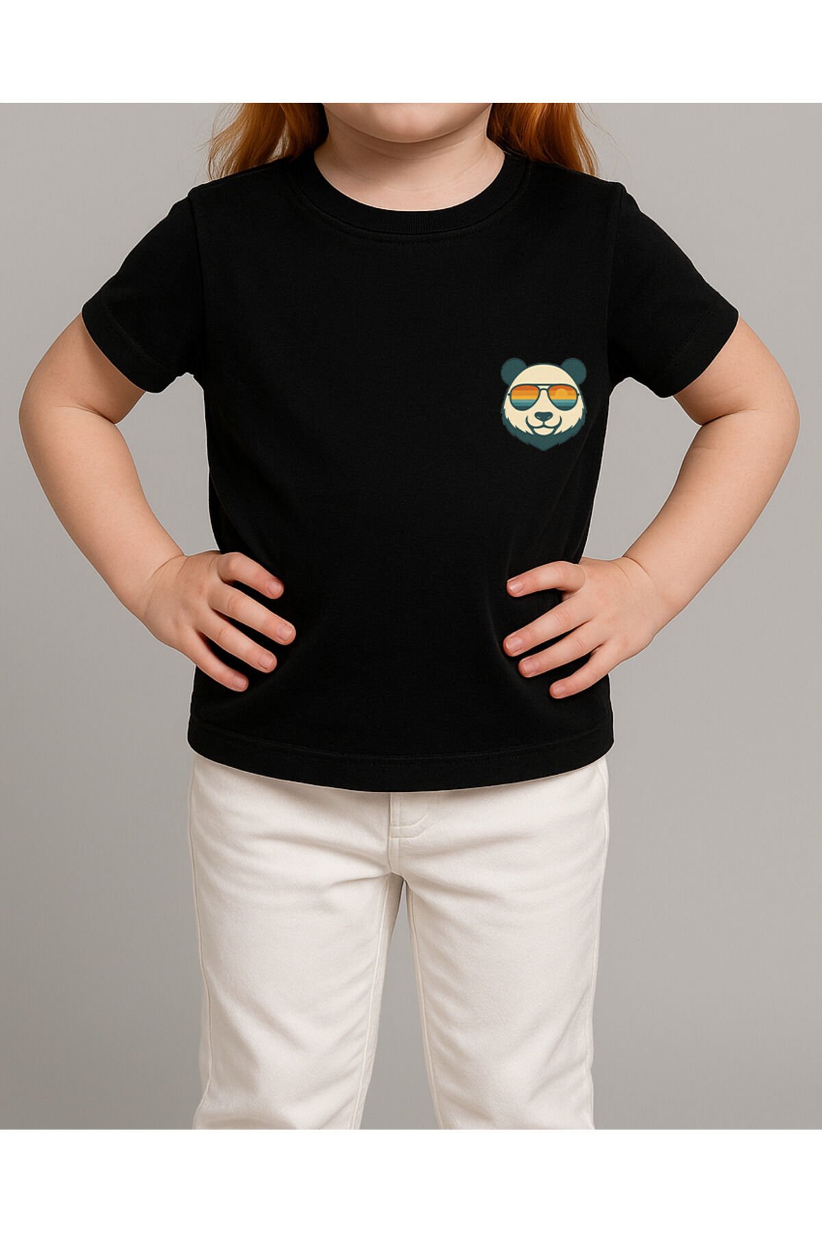 Tişört Unisex Çocuk (Panda) Kiz Si̇yah - 10-11 Yaş