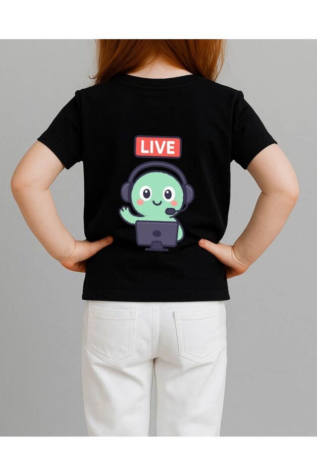 Tişört Unisex Çocuk (Live Yeşil Yaratık) Kiz Si̇yah - 4-5 Yaş