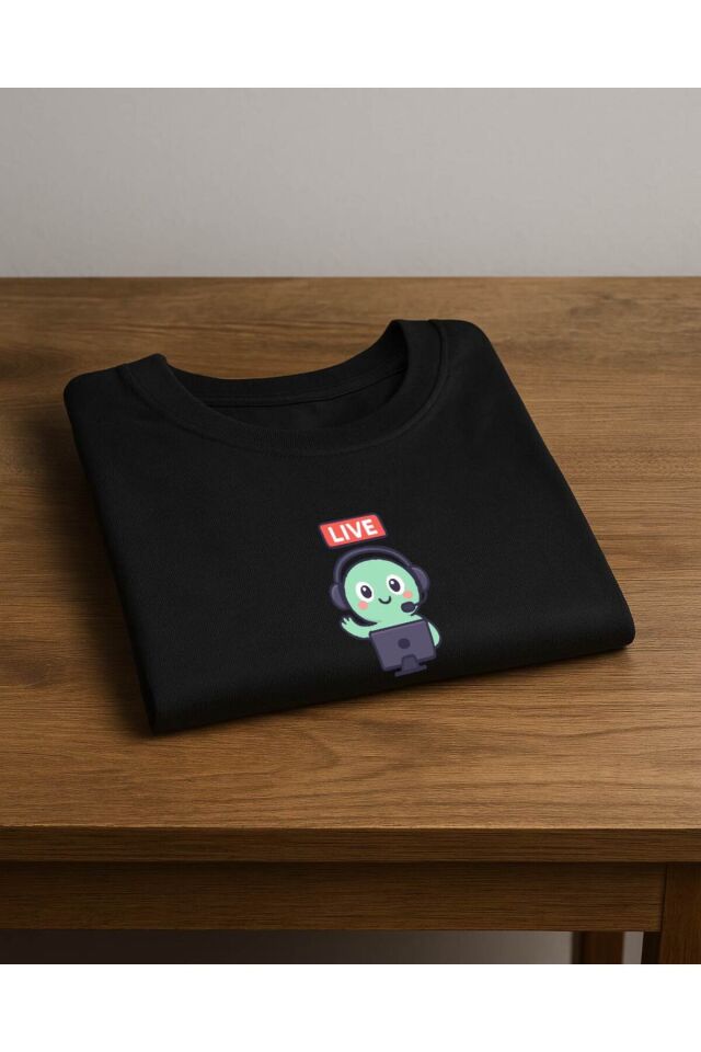 Tişört Unisex Çocuk (Live Yeşil Yaratık) Kiz Si̇yah - 10-11 Yaş