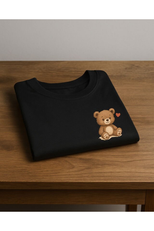 Tişört Unisex (Ayıcıklı) Siyah - XL